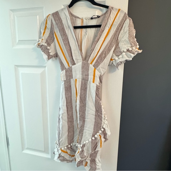 Striped V-Neck Ruffle Dress - Picture 2 of 4